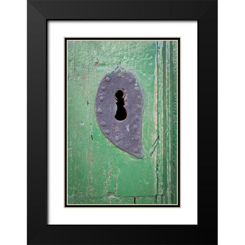 Mexico Detail of wooden door and Key hole Black Modern Wood Framed Art Print with Double Matting by Paulson, Don