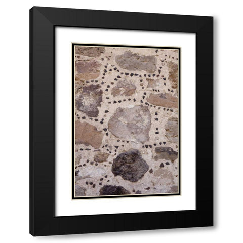 Mexico Detail of traditional stone work on wall Black Modern Wood Framed Art Print with Double Matting by Paulson, Don