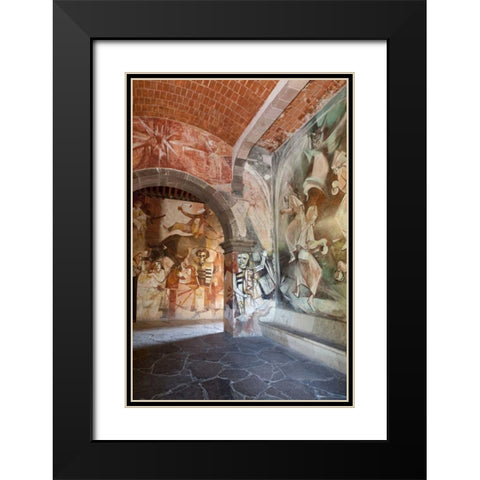 Mexico Wall paintings inside Art Institute Black Modern Wood Framed Art Print with Double Matting by Paulson, Don