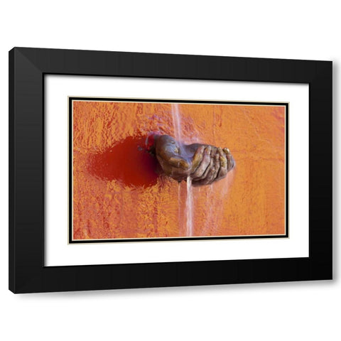 Mexico Fountain of water in cupped hands Black Modern Wood Framed Art Print with Double Matting by Paulson, Don