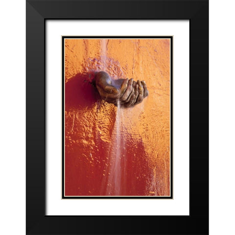 Mexico Fountain of water in cupped hands Black Modern Wood Framed Art Print with Double Matting by Paulson, Don