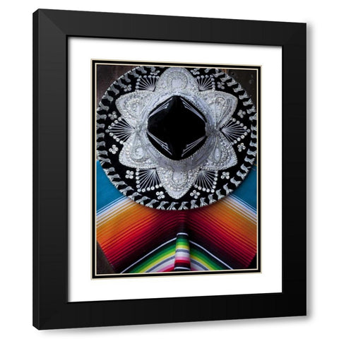 Mexico Arrangement of sombrero and blanket Black Modern Wood Framed Art Print with Double Matting by Paulson, Don