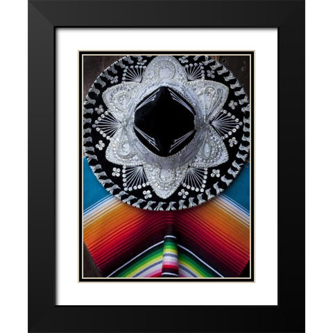 Mexico Arrangement of sombrero and blanket Black Modern Wood Framed Art Print with Double Matting by Paulson, Don
