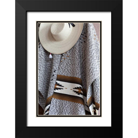 Mexico, San Miguel de Allende Hat and serape Black Modern Wood Framed Art Print with Double Matting by Paulson, Don
