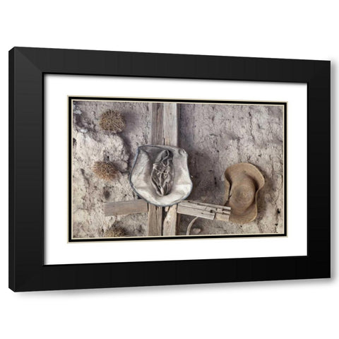 Mexico, Mineral de Pozos Old hats hang on wall Black Modern Wood Framed Art Print with Double Matting by Paulson, Don