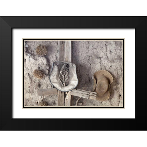 Mexico, Mineral de Pozos Old hats hang on wall Black Modern Wood Framed Art Print with Double Matting by Paulson, Don