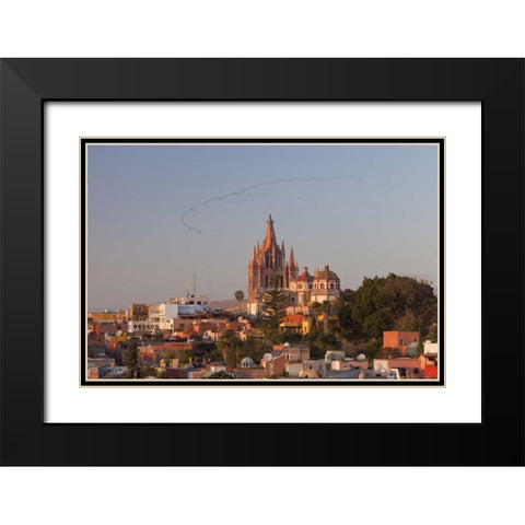 Mexico La Parroquia cathedral in cityscape Black Modern Wood Framed Art Print with Double Matting by Paulson, Don