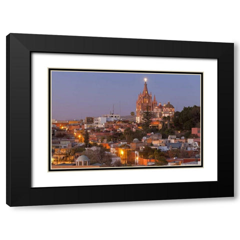 Mexico La Parroquia cathedral at twilight Black Modern Wood Framed Art Print with Double Matting by Paulson, Don