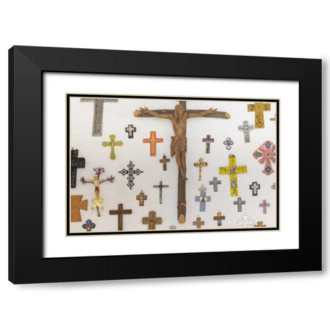 Mexico, Guanajuato Crosses displayed on a wall Black Modern Wood Framed Art Print with Double Matting by Paulson, Don