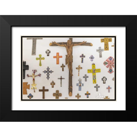 Mexico, Guanajuato Crosses displayed on a wall Black Modern Wood Framed Art Print with Double Matting by Paulson, Don