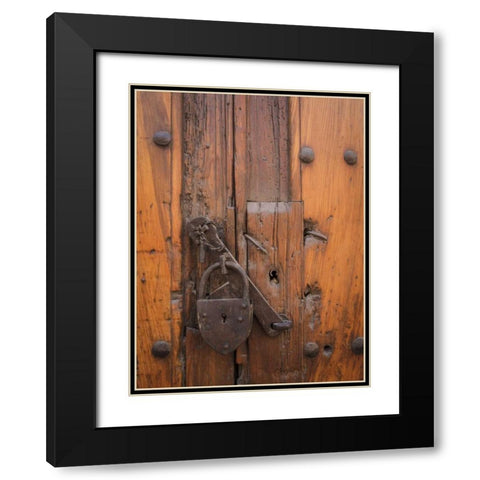 Mexico Padlock on wooden door Black Modern Wood Framed Art Print with Double Matting by Paulson, Don