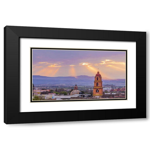 Mexico Sunset over the city Black Modern Wood Framed Art Print with Double Matting by Paulson, Don