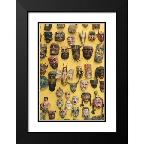 Mexico Masks displayed on shop wall Black Modern Wood Framed Art Print with Double Matting by Paulson, Don