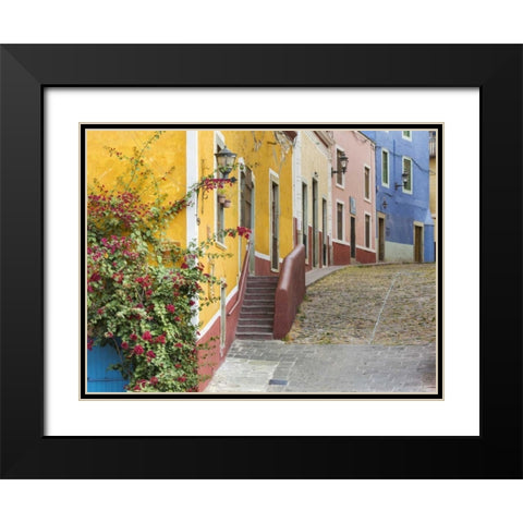 Mexico, Guanajuato View of street and buildings Black Modern Wood Framed Art Print with Double Matting by Paulson, Don