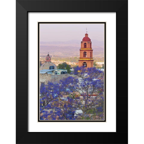Mexico, San Miguel de Allende Jacaranda and city Black Modern Wood Framed Art Print with Double Matting by Paulson, Don