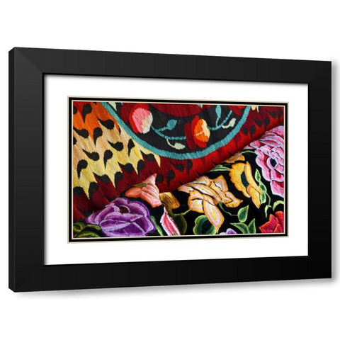 Mexico Display of colorful fabrics Black Modern Wood Framed Art Print with Double Matting by Rotenberg, Nancy