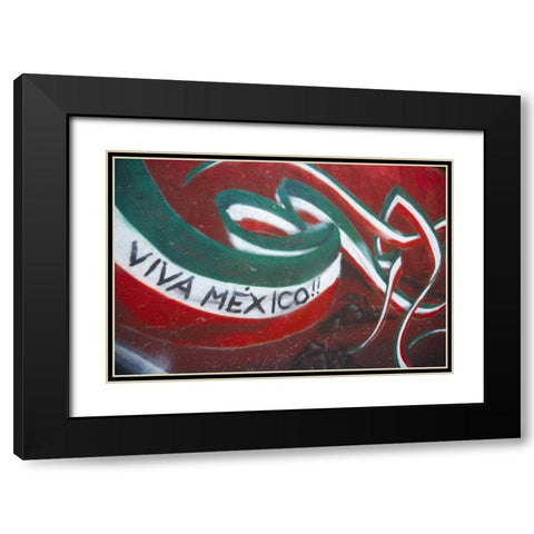 Mexico Mural with the Mexican Flag Black Modern Wood Framed Art Print with Double Matting by Ross, Steve