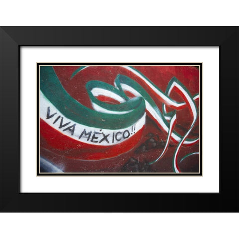 Mexico Mural with the Mexican Flag Black Modern Wood Framed Art Print with Double Matting by Ross, Steve