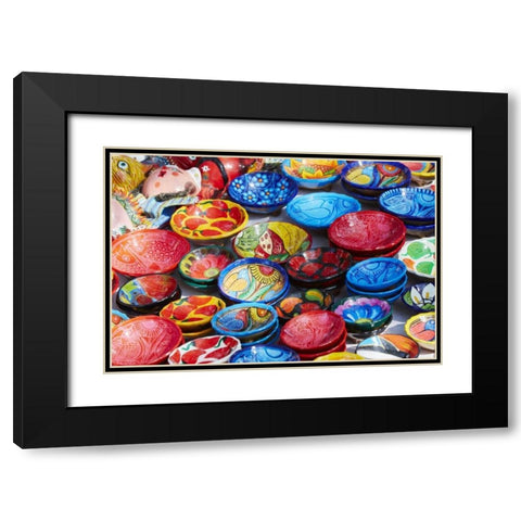 Mexico, Jalisco Bowls for sale in street market Black Modern Wood Framed Art Print with Double Matting by Ross, Steve