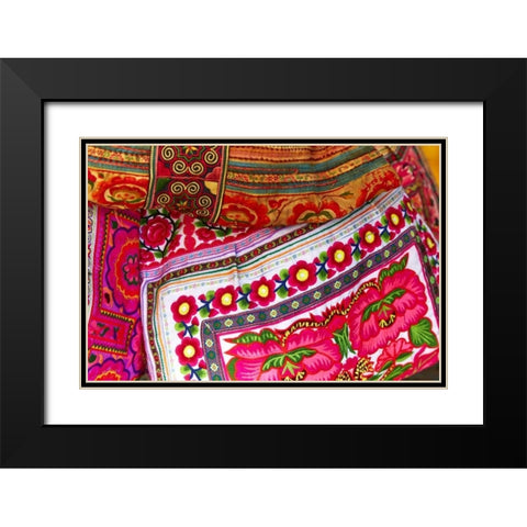 Mexico, Jalisco Textiles for sale at market Black Modern Wood Framed Art Print with Double Matting by Ross, Steve