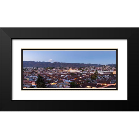 Mexico-San Cristobal de Las Casas Dusk falls over the city in this panorama Black Modern Wood Framed Art Print with Double Matting by Tharp, Brenda