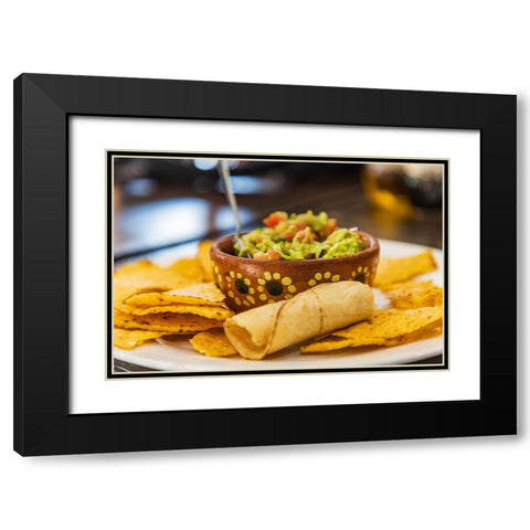 San Ignacio- Mulege- Baja California Sur- Mexico. Chips and guacamole in a cafe in San Ignacio. Black Modern Wood Framed Art Print with Double Matting by Wilson, Emily M.