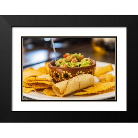 San Ignacio- Mulege- Baja California Sur- Mexico. Chips and guacamole in a cafe in San Ignacio. Black Modern Wood Framed Art Print with Double Matting by Wilson, Emily M.
