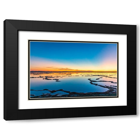 Guerrero Negro- Mulege- Baja California Sur- Mexico. Salt ponds at sunset. Black Modern Wood Framed Art Print with Double Matting by Wilson, Emily M.