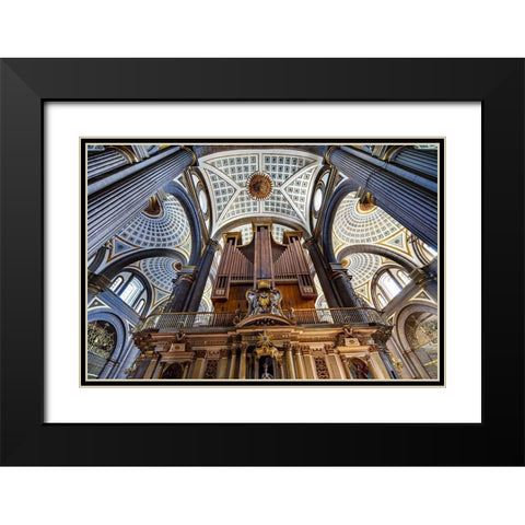 Organ Basilica ceiling Cathedral Puebla-Mexico Built in 15 to 1600s Black Modern Wood Framed Art Print with Double Matting by Perry, William