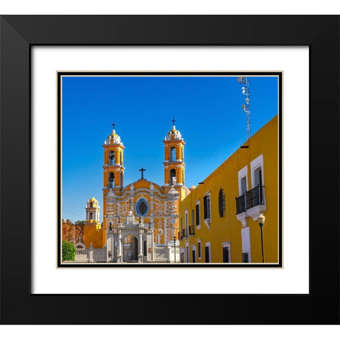Two orange steeples Parish of la Santa Cruz-Puebla-Mexico Black Modern Wood Framed Art Print with Double Matting by Perry, William