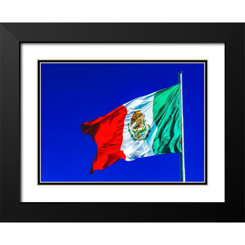 Colorful Mexican flag-San Jose del Cabo-Mexico Black Modern Wood Framed Art Print with Double Matting by Perry, William