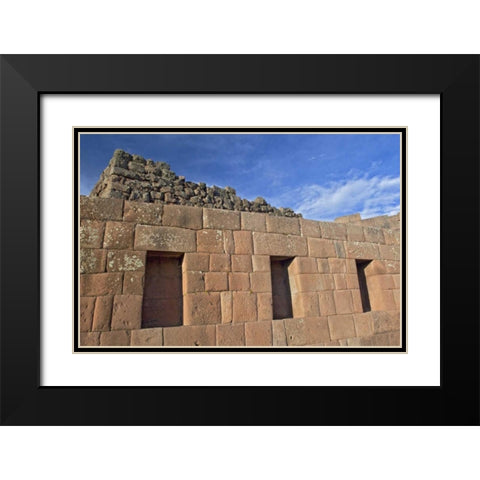 Peru, Pisac, Inca ruins Black Modern Wood Framed Art Print with Double Matting by Kirkland, Dennis