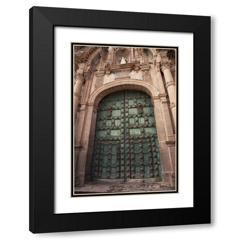Peru, Cuzco The door of a Jesuit church Black Modern Wood Framed Art Print with Double Matting by Kaveney, Wendy