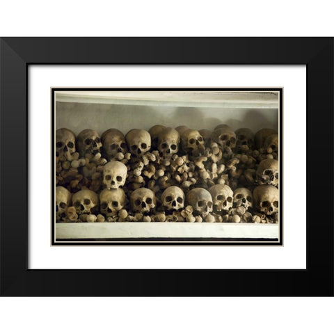 Peru, Lima Skulls and bones in the crypt Black Modern Wood Framed Art Print with Double Matting by Kaveney, Wendy