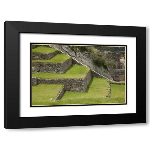 Agricultural terraces, Machu Picchu, Peru Black Modern Wood Framed Art Print with Double Matting by Kaveney, Wendy