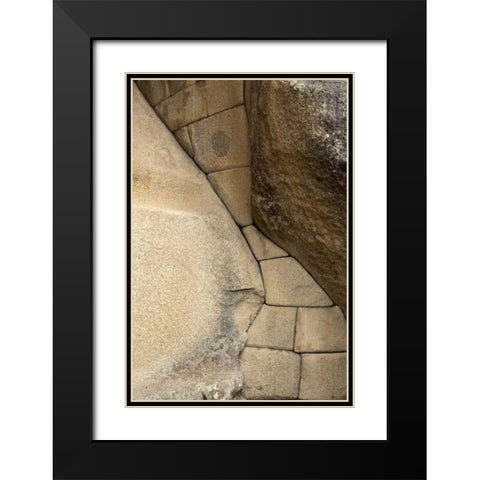 Peru, Machu Picchu Temple of the Sun stonework Black Modern Wood Framed Art Print with Double Matting by Kaveney, Wendy