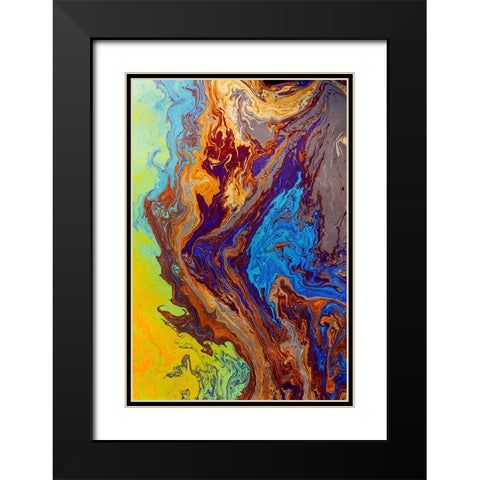 Abstract pattern in oil spilled in small stream-Costa Rica Black Modern Wood Framed Art Print with Double Matting by Jones, Adam