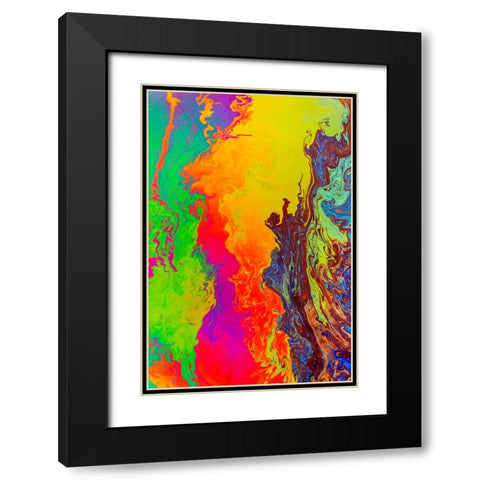 Abstract pattern in oil spilled in small stream-Costa Rica Black Modern Wood Framed Art Print with Double Matting by Jones, Adam