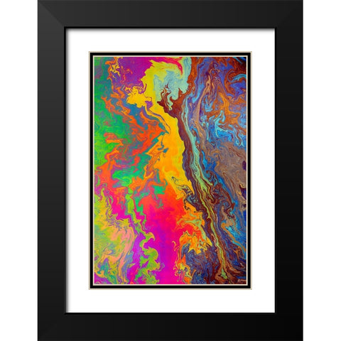 Abstract pattern in oil spilled in small stream-Costa Rica Black Modern Wood Framed Art Print with Double Matting by Jones, Adam