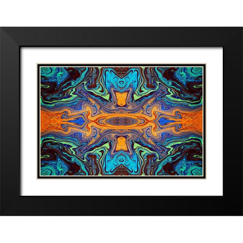 Abstract rainbow pattern of colors in oil spilled in small stream-Costa Rica Black Modern Wood Framed Art Print with Double Matting by Jones, Adam