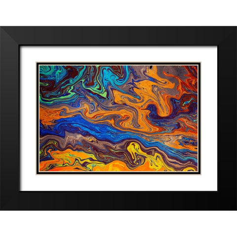 Abstract pattern in oil spilled in small stream-Costa Rica Black Modern Wood Framed Art Print with Double Matting by Jones, Adam