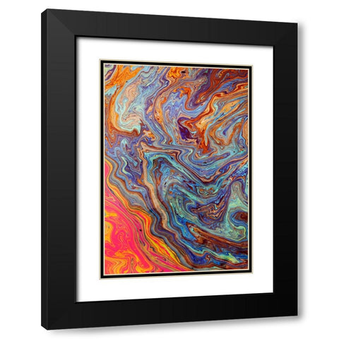 Abstract pattern in oil spilled in small stream-Costa Rica Black Modern Wood Framed Art Print with Double Matting by Jones, Adam