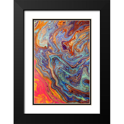 Abstract pattern in oil spilled in small stream-Costa Rica Black Modern Wood Framed Art Print with Double Matting by Jones, Adam