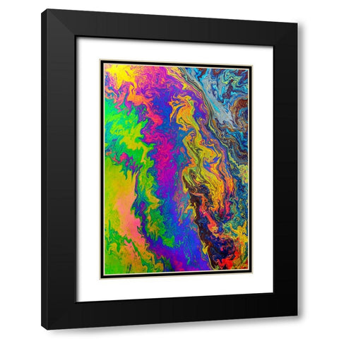 Abstract pattern in oil spilled in small stream-Costa Rica Black Modern Wood Framed Art Print with Double Matting by Jones, Adam