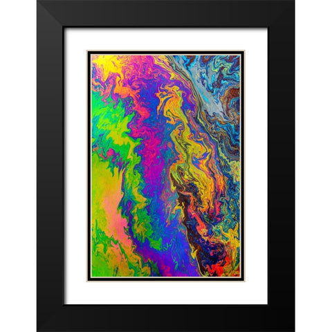 Abstract pattern in oil spilled in small stream-Costa Rica Black Modern Wood Framed Art Print with Double Matting by Jones, Adam