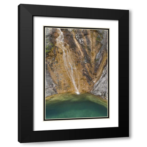 AK, Alsek River Valley Waterfall forms pool Black Modern Wood Framed Art Print with Double Matting by Paulson, Don