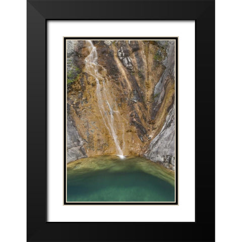 AK, Alsek River Valley Waterfall forms pool Black Modern Wood Framed Art Print with Double Matting by Paulson, Don