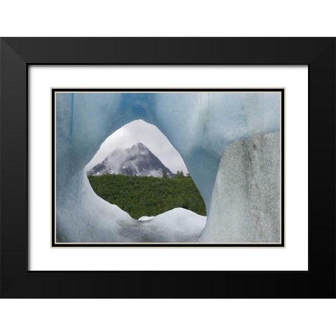 Alaska, Alsek Lake Mountain framed by iceberg Black Modern Wood Framed Art Print with Double Matting by Paulson, Don