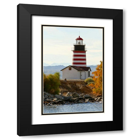 AZ, Lake Havasu City West Quoddy Lighthouse Black Modern Wood Framed Art Print with Double Matting by Lord, Fred