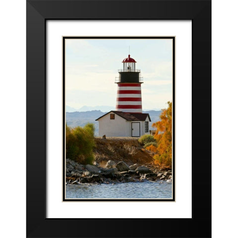 AZ, Lake Havasu City West Quoddy Lighthouse Black Modern Wood Framed Art Print with Double Matting by Lord, Fred